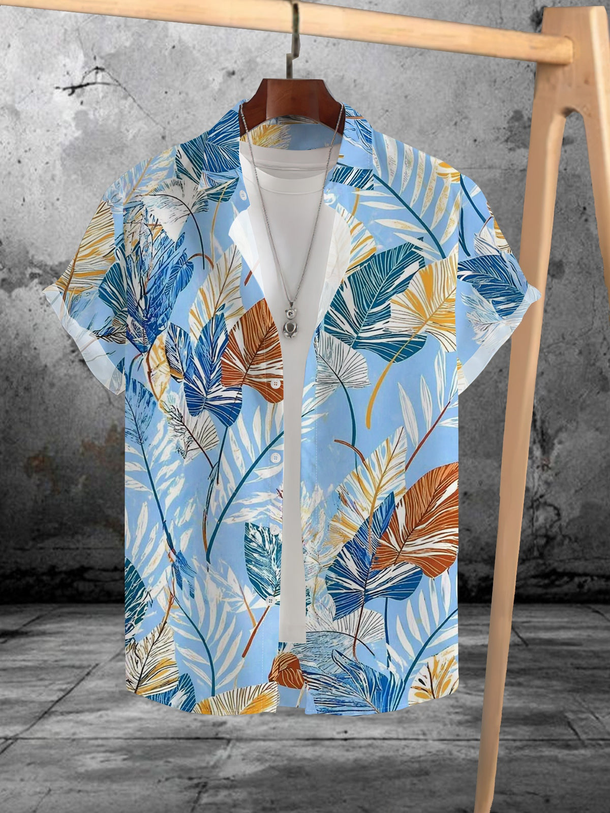 2024 Summer New Men'S Short-Sleeve Shirt Digital Print Casual Vacation Loose Breathable Fashion Trendy Beach Shirt