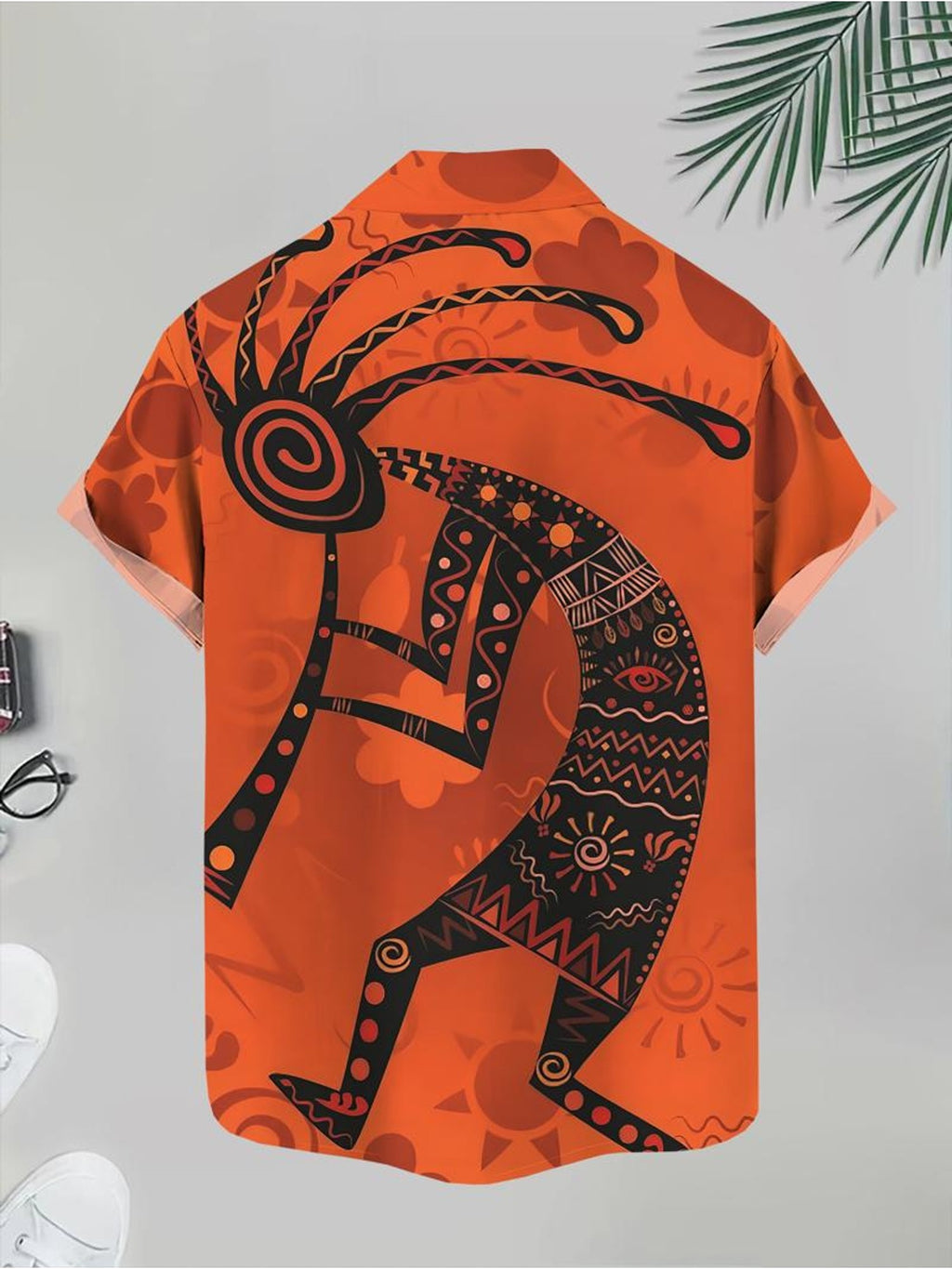 Tropical Print Men'S Casual Shirt with Tribal Pattern Summer Beach Wear