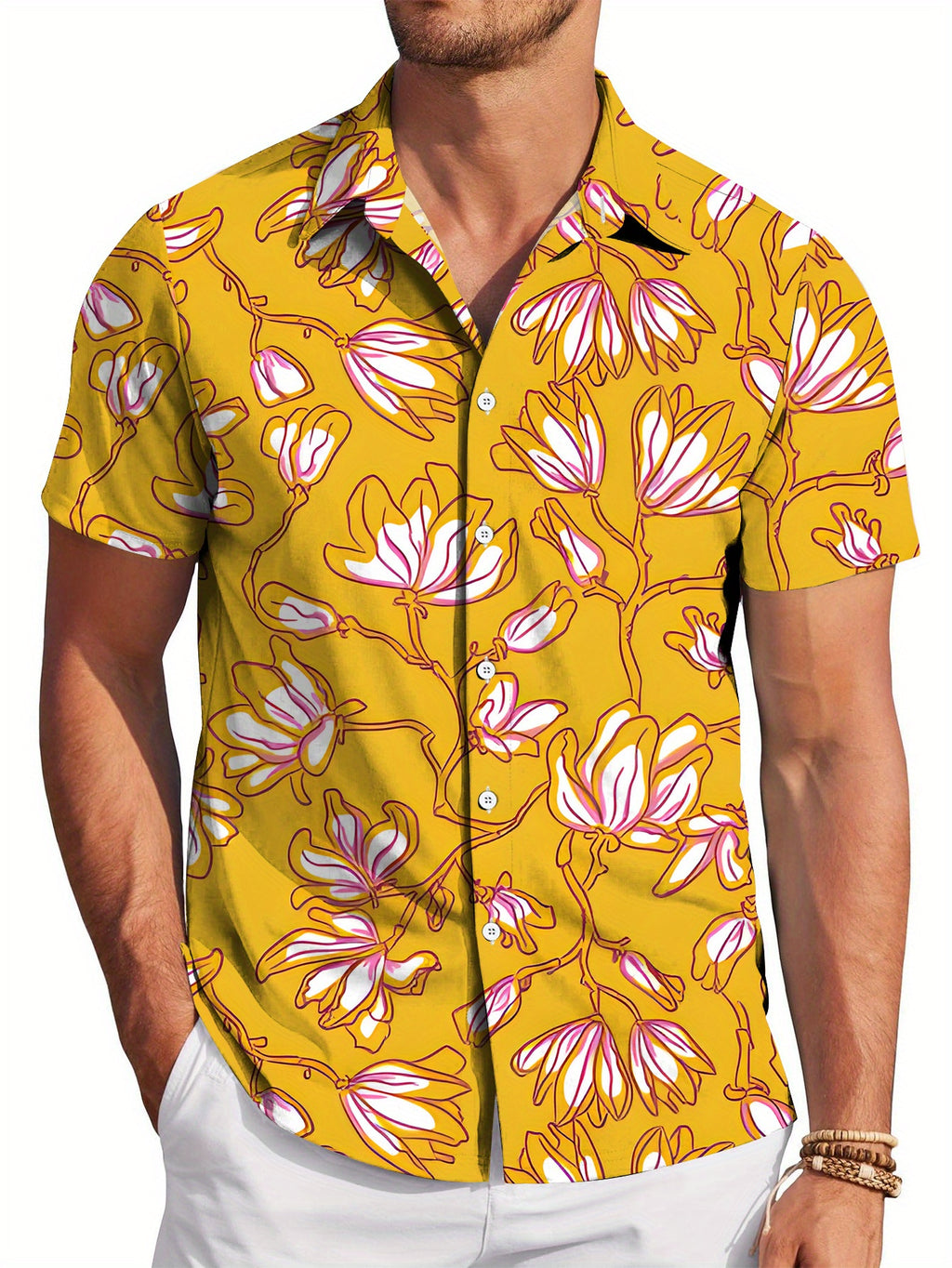 Men'S Casual Branded Short-Sleeved Shirt Regular Fit Suitable for Prom, Party, Banquet
