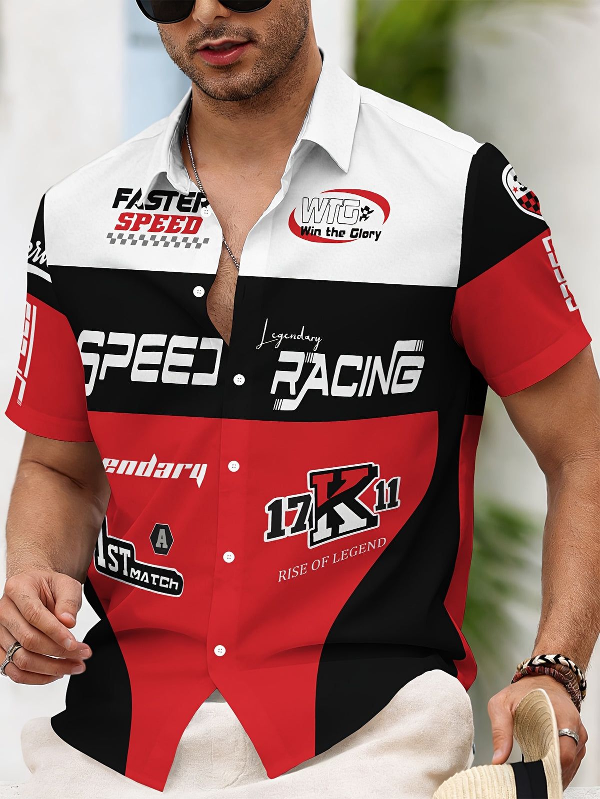 Racing-Style Men'S Casual Shirt Print, Multiple Color Options, Speed Racing Legend Text And Logo Design, Bold Summer Graphics, Fast Speed And Winning Glory Pattern