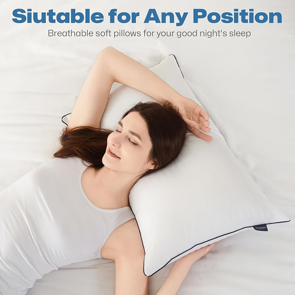 [Breathable] 2/4pcs Luxury Cooling Bed Pillows - Soft Down Alternative Fill for Back, Stomach Or Side Sleepers - Hotel Quality, Breathable And Machine Washable for A Restful Night's Sleep, Great Gift