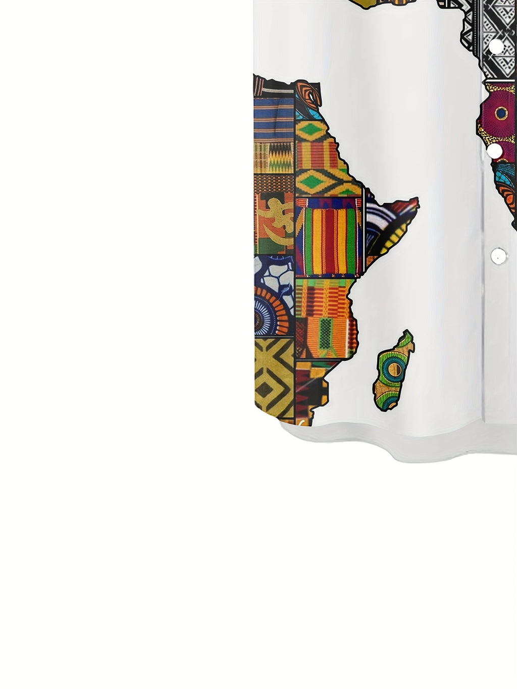 Men'S Short-Sleeve Casual Shirt with an African Map Print And Button- Collar