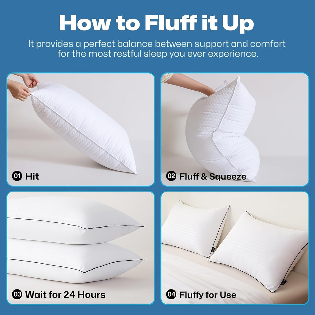 [Breathable] 2/4pcs Luxury Cooling Bed Pillows - Soft Down Alternative Fill for Back, Stomach Or Side Sleepers - Hotel Quality, Breathable And Machine Washable for A Restful Night's Sleep, Great Gift