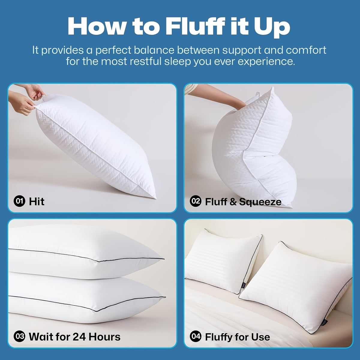 [Breathable] 2/4pcs Luxury Cooling Bed Pillows - Soft Down Alternative Fill for Back, Stomach Or Side Sleepers - Hotel Quality, Breathable And Machine Washable for A Restful Night's Sleep, Great Gift
