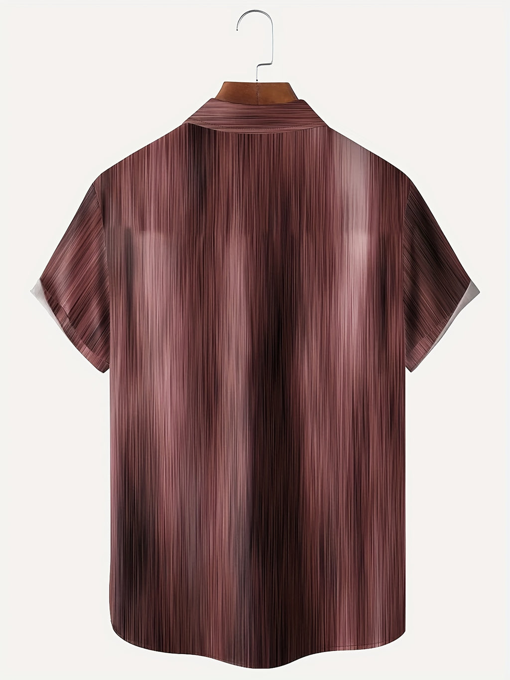 Vintage Gradient Stripe Texture Men's Button Pocket Shirt, PLUS SIZE
