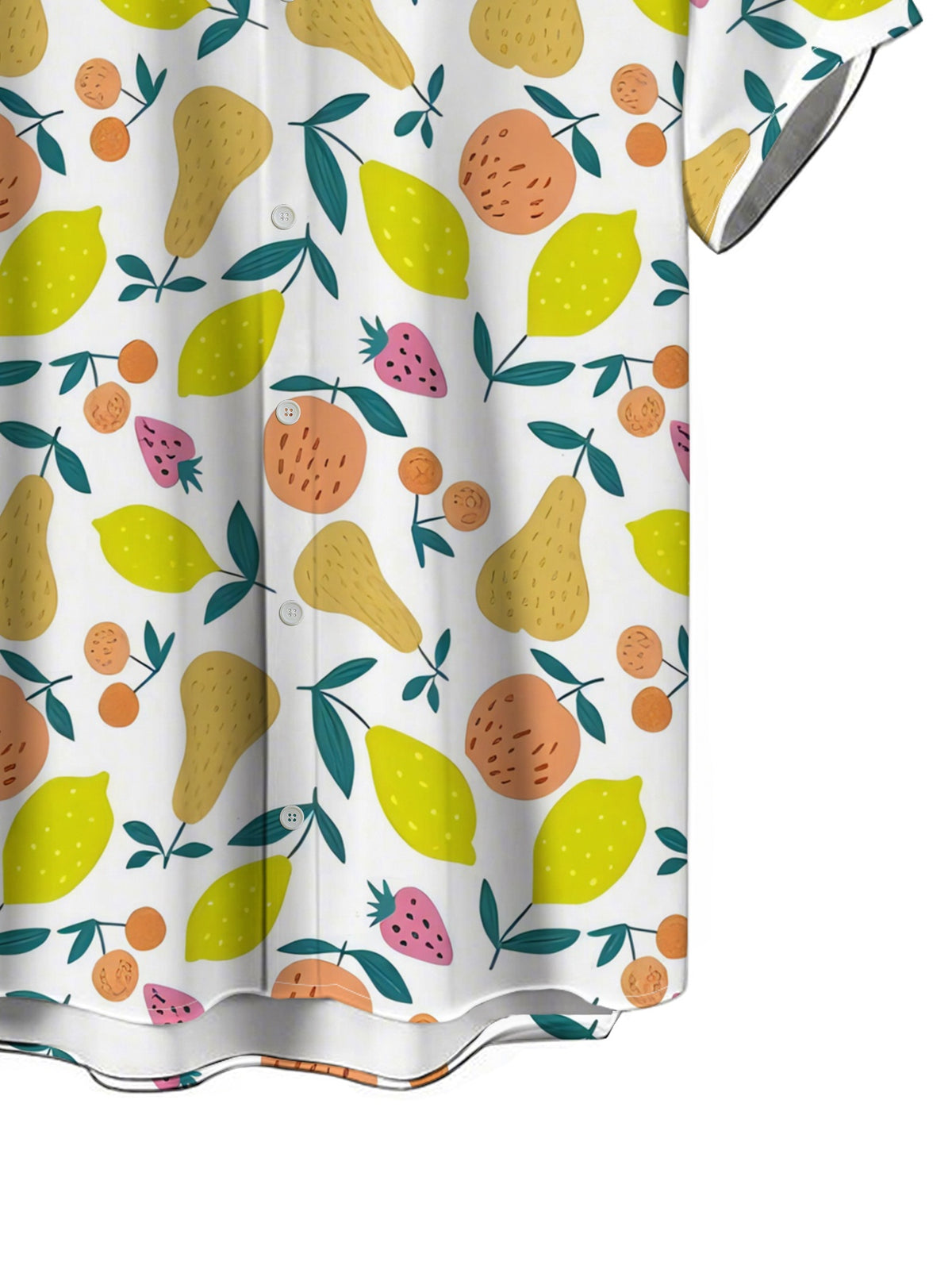New Men's Summer Fruit Print Short-Sleeve Shirt, Casual Regular Fit Youth Trendy Botanical Pattern, Suitable for Summer Vacations, Daily Versatile Streetwear, Beach Party Outfit, Loose and Comfortable Beach Shirt, Hawaiian Shirt with Fashionable