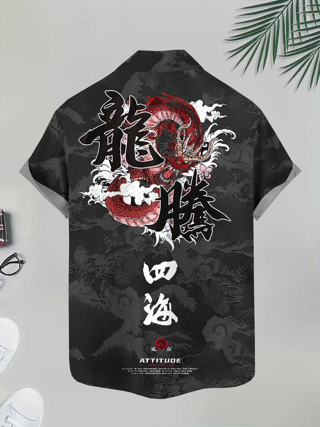 Casual Shirt with Dragon Print, Summer Style with a Classic Design