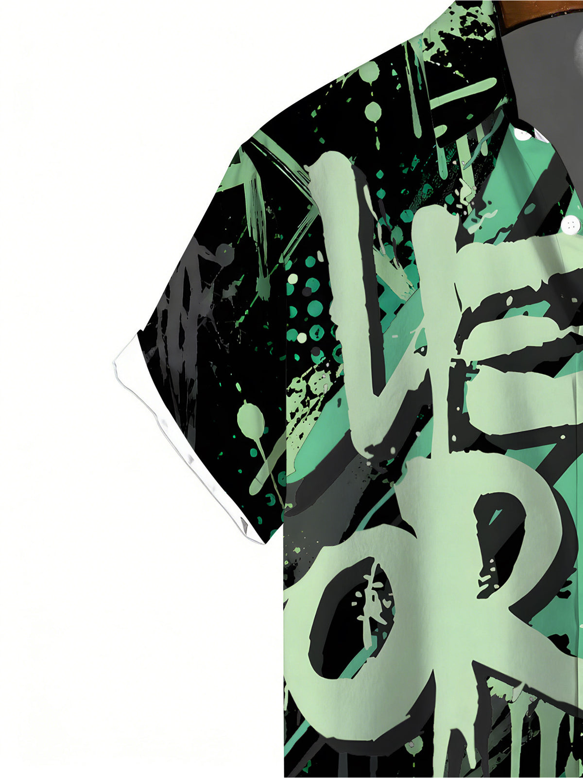 Men's Short-sleeve Shirt, Street Style Graffiti Digital Print, Trendy and Versatile Design