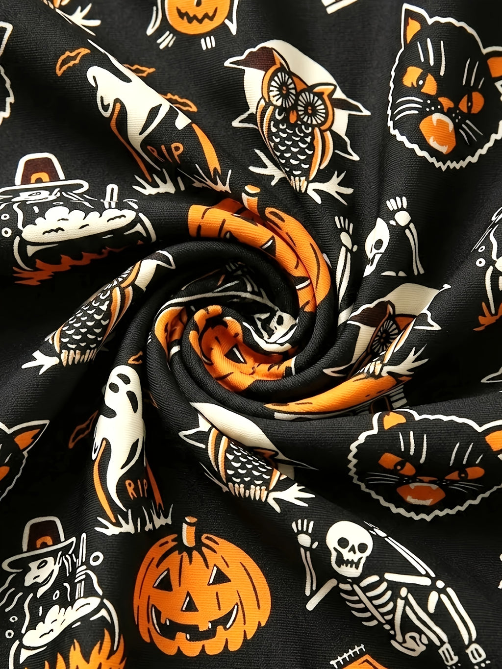 Halloween Pattern Print Men's Plus Size Holiday Short Sleeve Shirt, PLUS SIZE