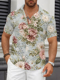 Men's Patterned Printed Short-Sleeve Casual Shirt Men's Everyday Casual Short-Sleeve Shirt