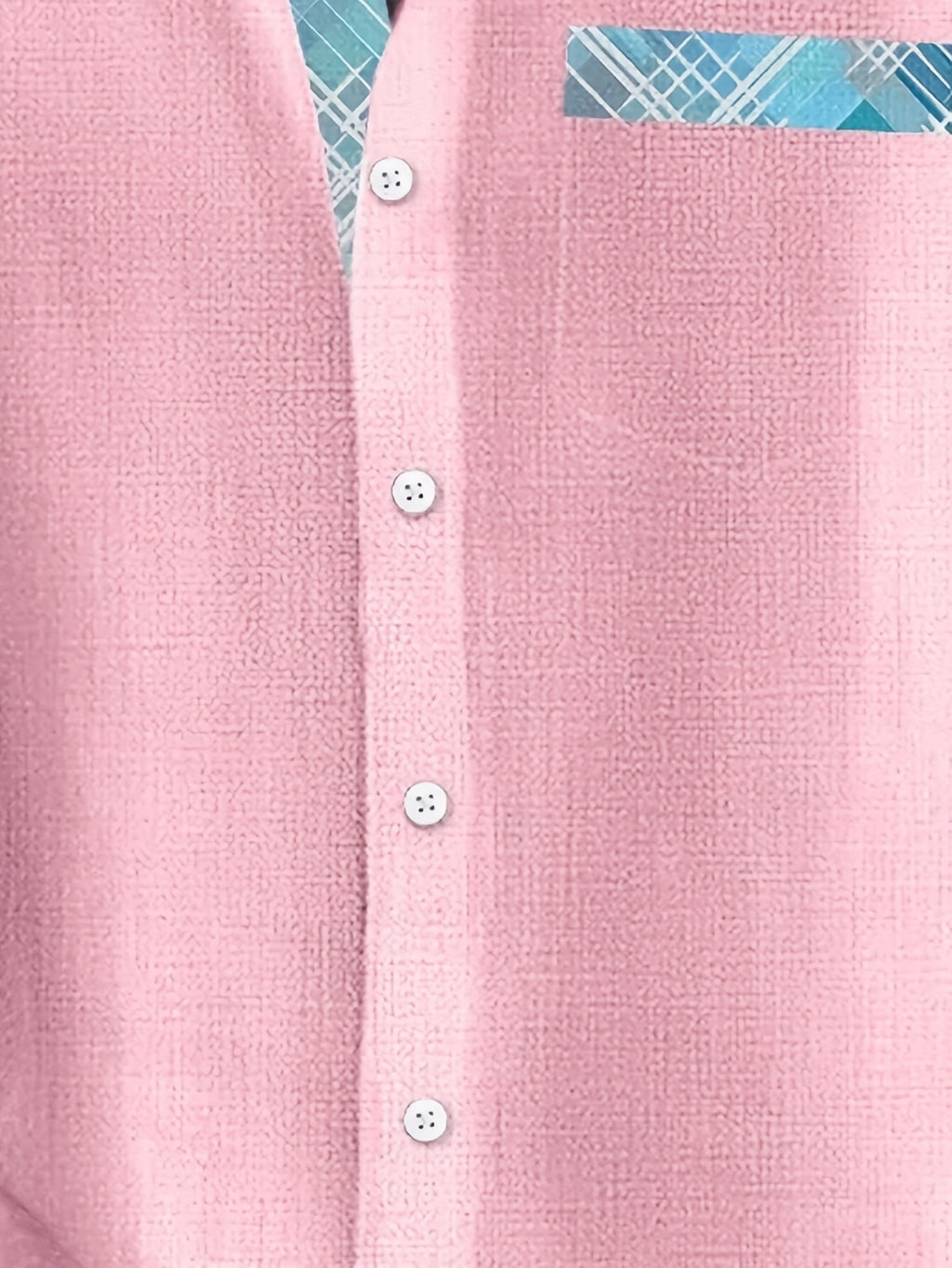 Basic Geometric Plaid Print Men's Plus Size Button Pocket Short Sleeve Turn- Collar Shirt