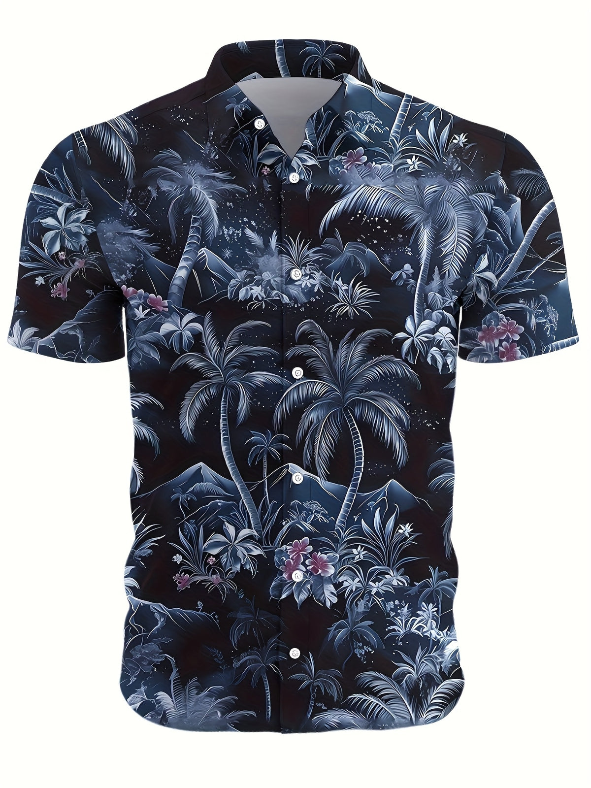 Summer New Men's Short Sleeve Hawaiian Shirt Fashion Casual Tropical Coconut Tree Pattern Design Men's Top