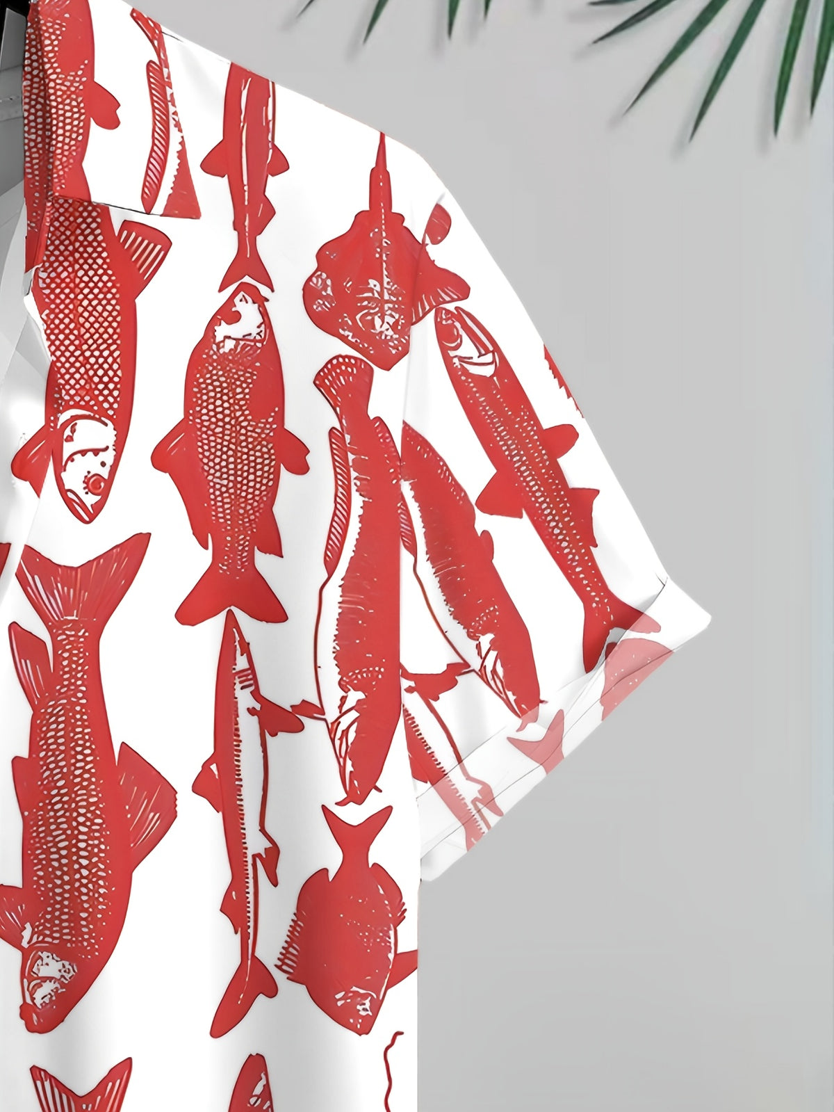 New Men's Casual Stars and Stripes Red Fish Print Shirt, Suitable for Daily Commutes, Casual Outings, Dates, Friend Gatherings, and Shopping. Easily Handles All Scenarios and Meets All Summer Outfit Needs