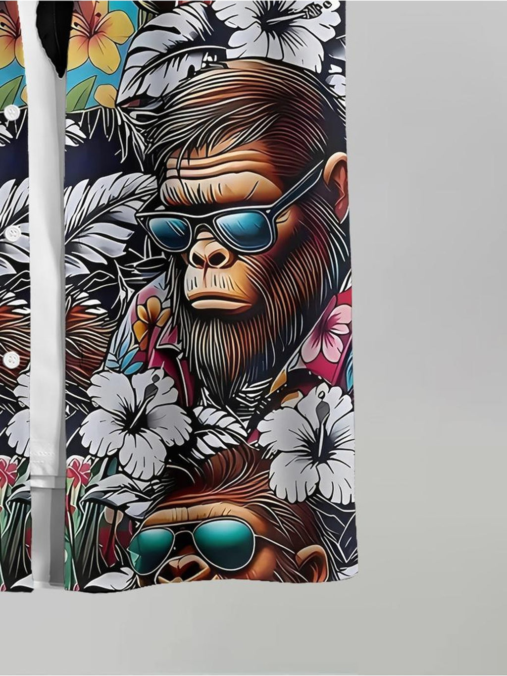 Hawaiian Style Men's Casual Shirt Monkey with Fashion Glasses And Flowers Beach Summer Wear