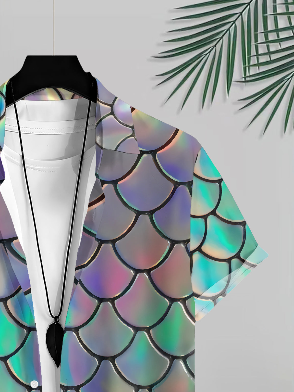 Colorful Mermaid Scale Print Men'S Casual Shirt Summer Beachwear for Him Gift Idea