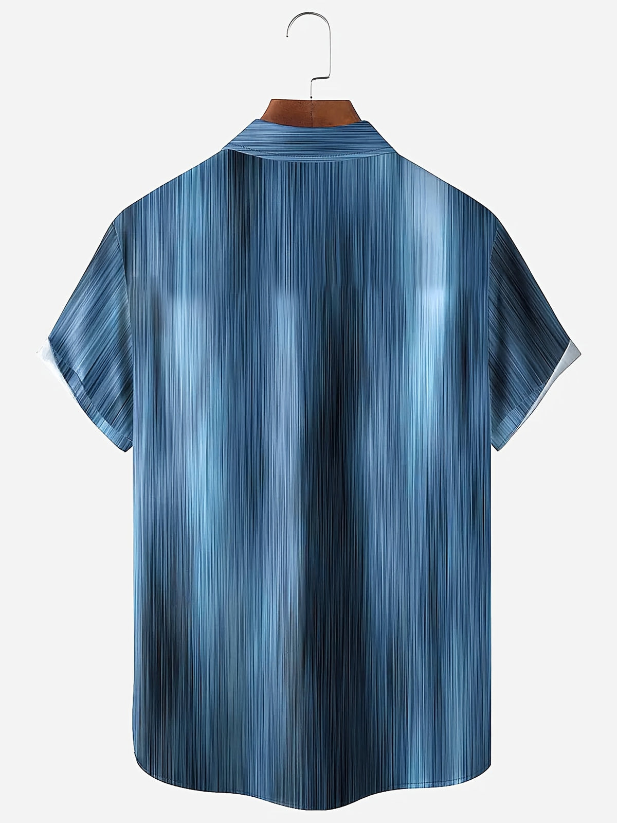 Vintage Gradient Stripe Texture Men's Button Pocket Shirt, PLUS SIZE