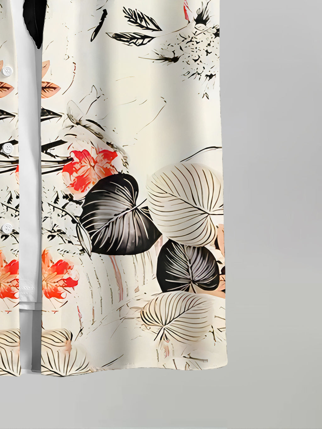 Tropical Floral Pattern Men'S Casual Shirt Summer Vibrant Leaves And Flowers Design
