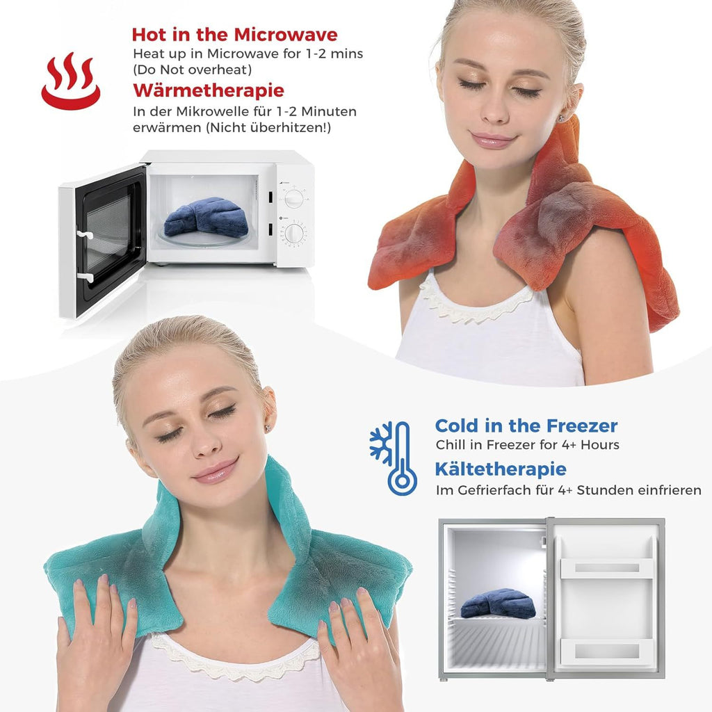 Neck Heating Pad Microwavable, 3 Colour Shoulder Heating Pads, Neck Warmer Neck Wrap Microwavable With Moist Heat, Blue, Purple, Grey