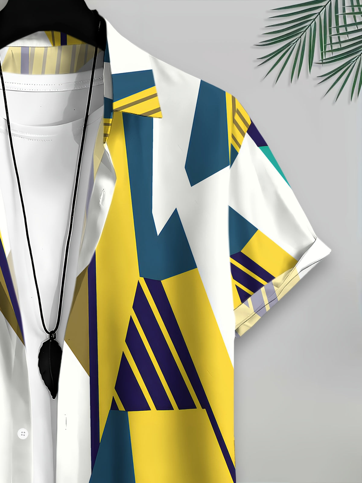 Geometric Pattern Men'S Casual Shirt, Abstract Shapes Print, Summer Vibrant Colors