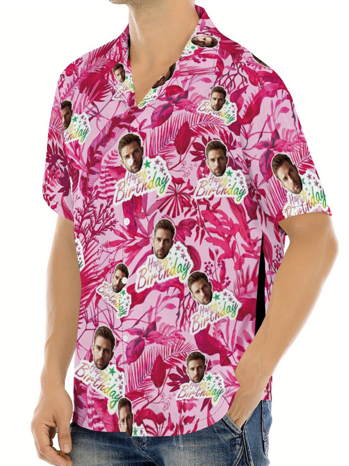 Custom Face Hawaiian Shirts For Men | Personalized Summer Button Up Shirts With Portrait Pattern, Casual Style, Regular Fit, Ideal For Birthday, Anniversary, Vacation Gifts