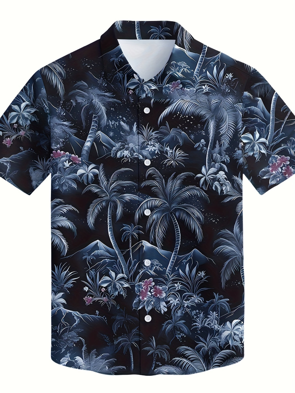 Summer New Men's Short Sleeve Hawaiian Shirt Fashion Casual Tropical Coconut Tree Pattern Design Men's Top