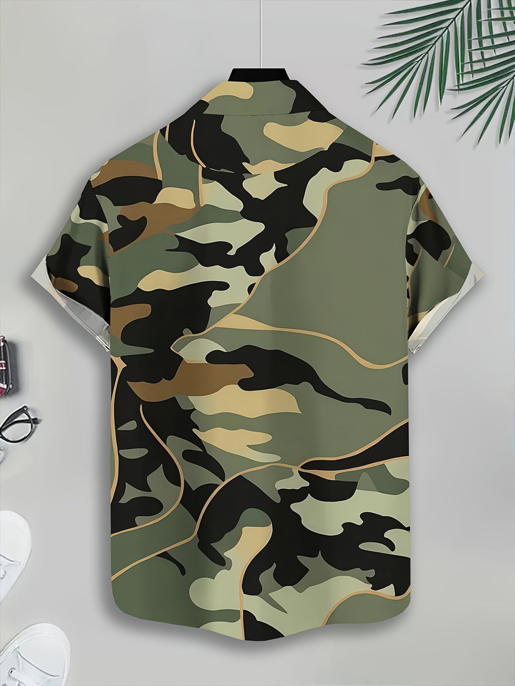 Camouflage Pattern Men's Casual Shirt Print Military Style Summer Bold Camo Design