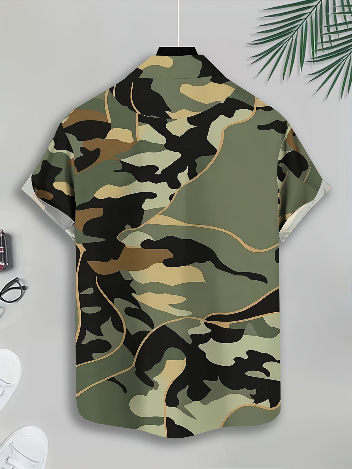 Camouflage Pattern Men's Casual Shirt Print Military Style Summer Bold Camo Design