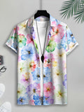 Men's Casual Floral Print Shirt with Colorful Summer Flower Pattern