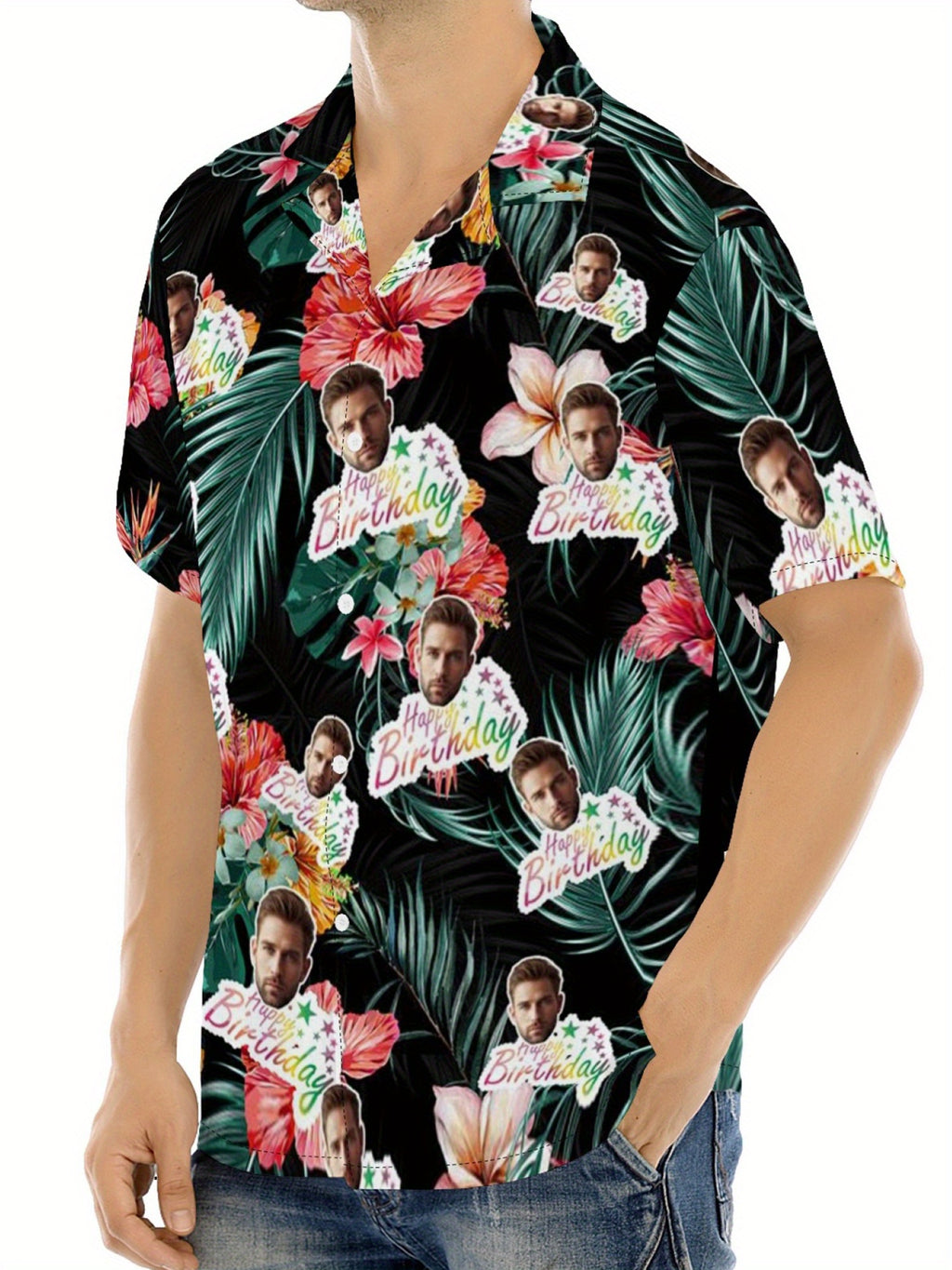 Custom Face Hawaiian Shirts For Men | Personalized Summer Button Up Shirts With Portrait Pattern, Casual Style, Regular Fit, Ideal For Birthday, Anniversary, Vacation Gifts