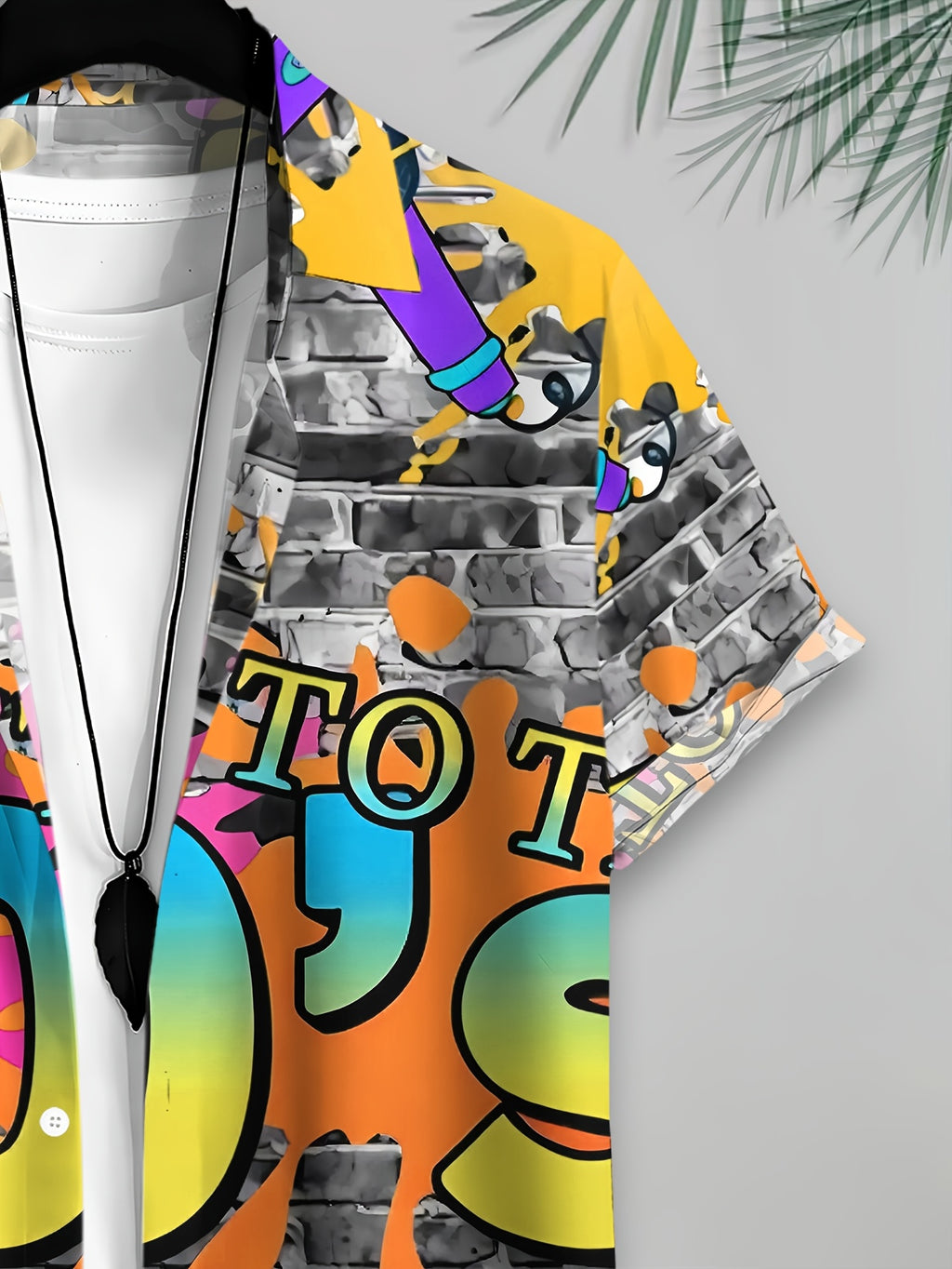 Retro Style Men's Casual Shirt Print Multicolor Back to The 80s Graffiti And Boombox Summer Pattern Highlight