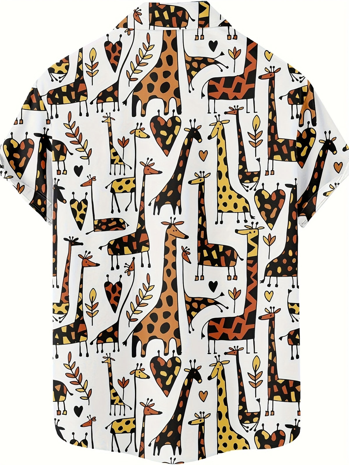 New Abstract Giraffe Vintage Pattern Print Men's Casual Fashionable  Hip-Hop Rock Streetwear Hawaiian Shirt, Suitable for Beachwear, Vacations, and Casual Outings, Breathable Material for Summer, Summer Vacation, Casual Loose Fit Tropical Hawaiian