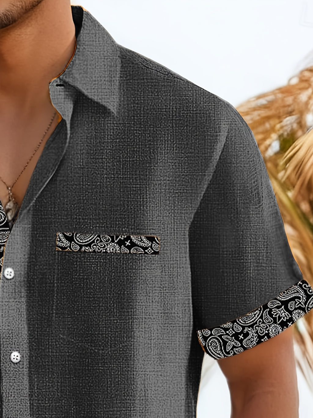 Vintage Cashew Floral Print Men'S Plus Size Lightweight Button-Up Vacation Hawaiian Shirt