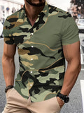 Camouflage Pattern Men's Casual Shirt Print Military Style Summer Bold Camo Design