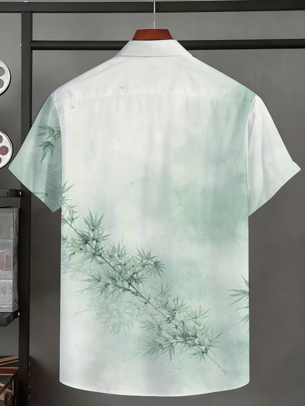 Men'S Short-Sleeve Button-Up Shirt, Geometric Pattern, Casual Turn- Collar, Fashionable Summer Wear