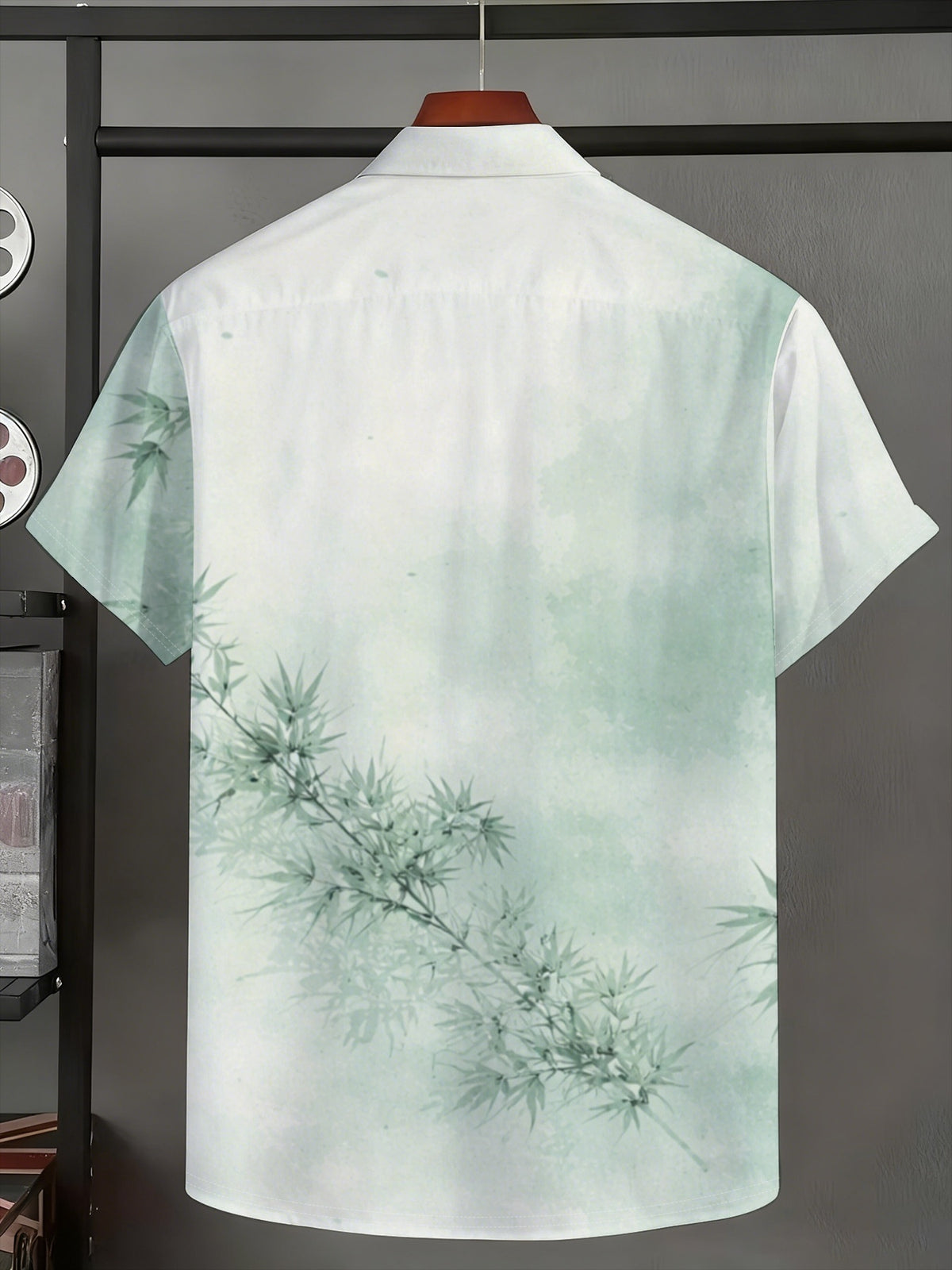 Men'S Short-Sleeve Button-Up Shirt, Geometric Pattern, Casual Turn- Collar, Fashionable Summer Wear