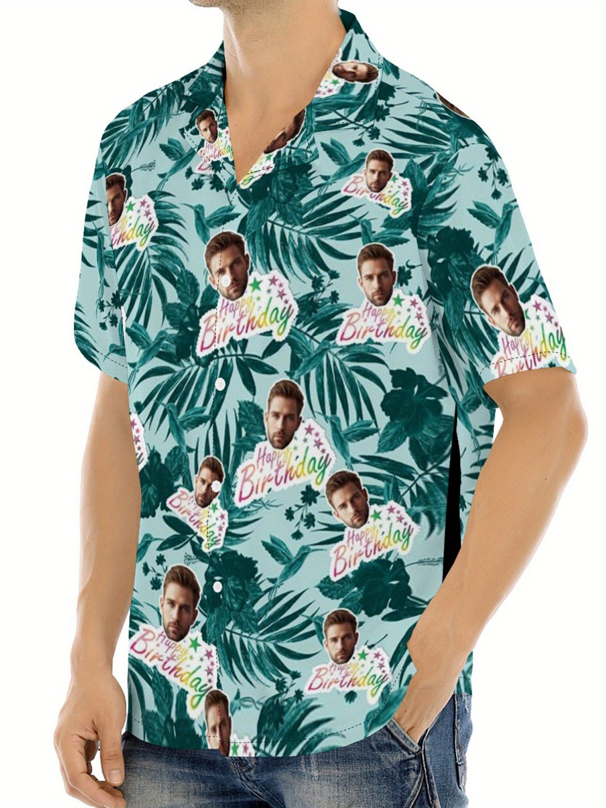 Custom Face Hawaiian Shirts For Men | Personalized Summer Button Up Shirts With Portrait Pattern, Casual Style, Regular Fit, Ideal For Birthday, Anniversary, Vacation Gifts