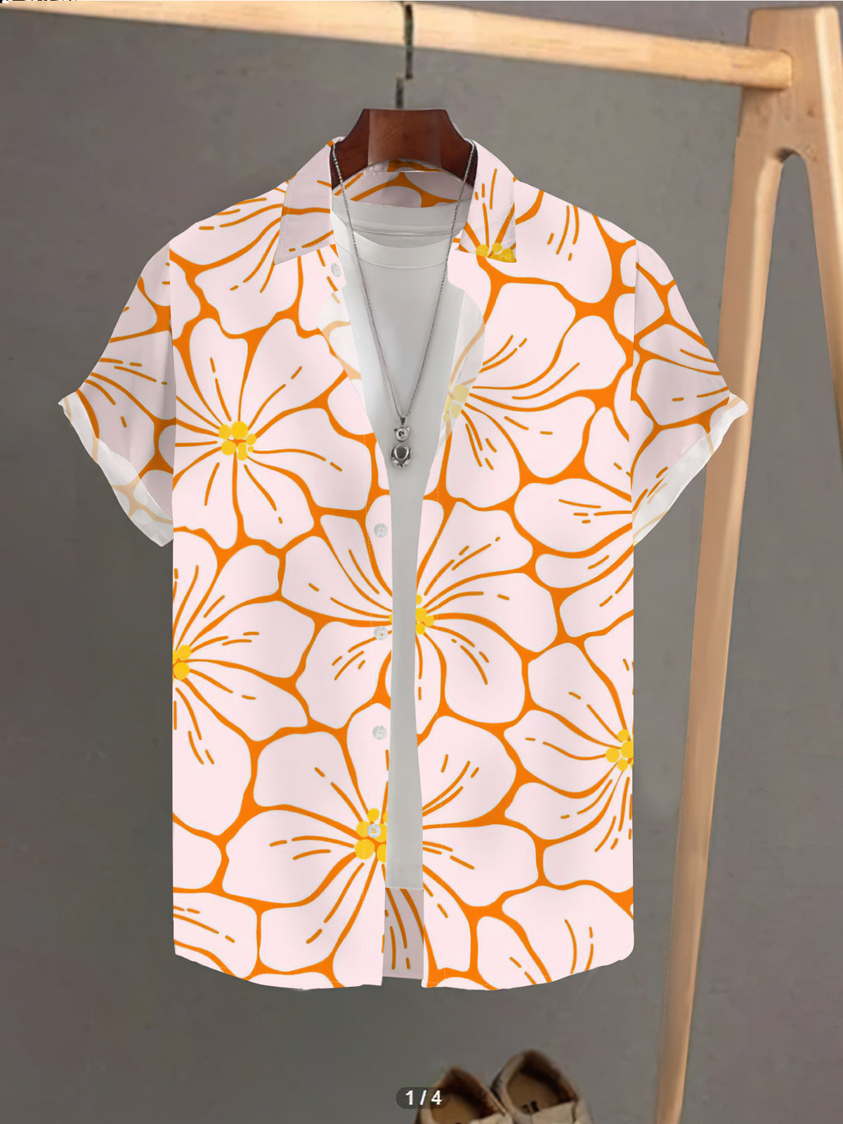New Summer Men's Short-Sleeve Printed Shirt, Casual Loose Fit, Trendy and Fashionable, Perfect for Vacation, Breathable and Lightweight Fabric Hawaiian Floral Shirt