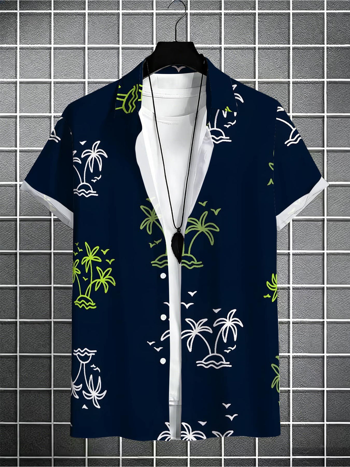 Men's Fashionable Summer Shirt, Vibrant Beach Print, Lightweight Casual Collared Top, Vacation Style