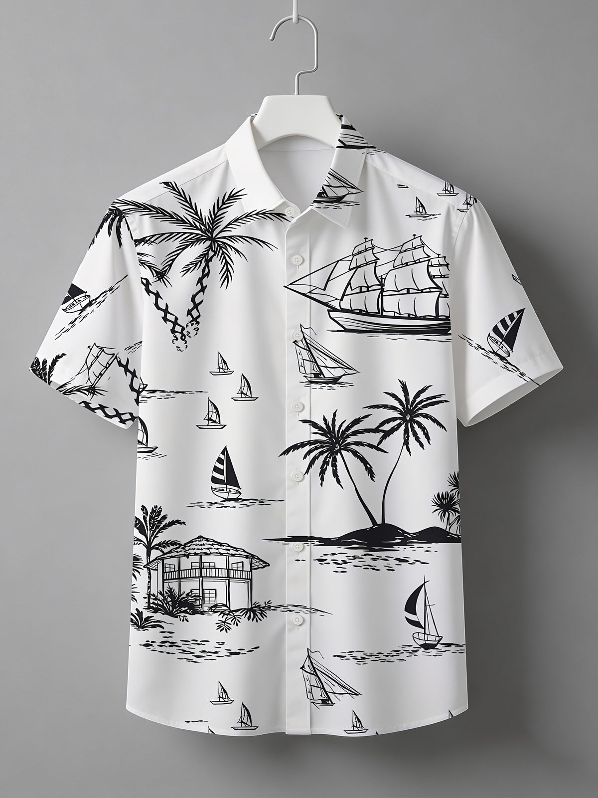 Men'S Summer Short-Sleeve Shirt, Hawaiian Style Youthful Beach Casual, Men'S Top for Daily And Outdoor Wear