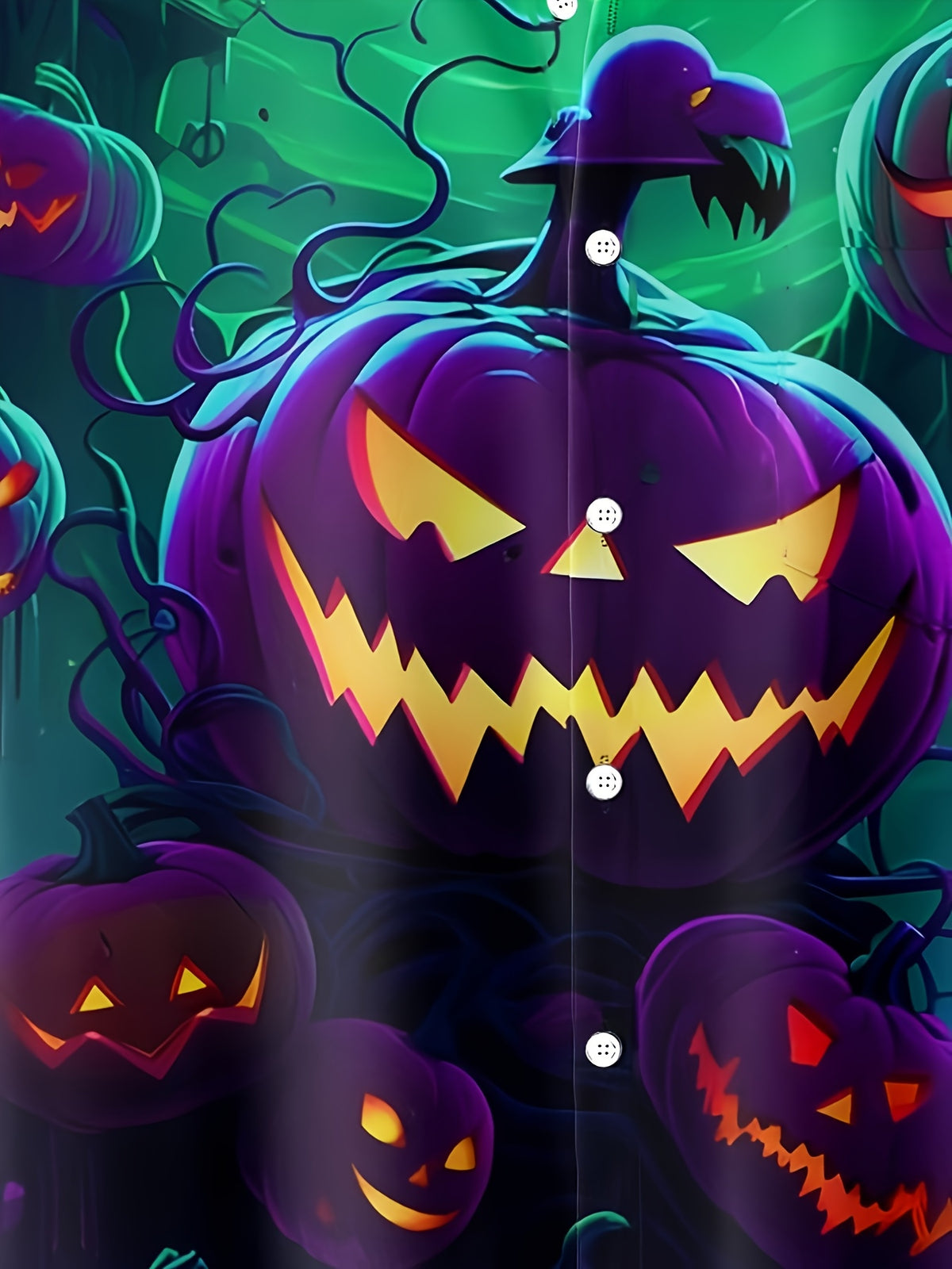 Men'S Dark Glow-In-Dark Pumpkin Lantern Halloween Print Short Sleeve Shirt, Soft And Breathable, Halloween Party Horror Theme Outfit