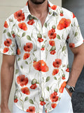 [Printed Design - Not Textured] Men's Casual Short-Sleeve Shirt, Versatile for Holiday Parties and Commuting, Button-Up Printed Shirt, Suitable for Summer Daily Casual Wear and Outdoor Sports