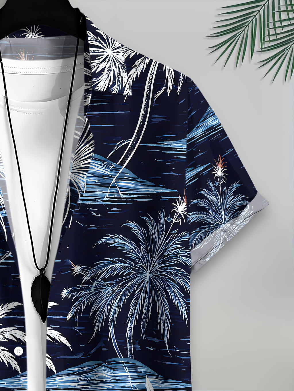 Tropical Paradise Men'S Casual Shirt, Printed Palm Trees And Ocean Waves Summer Vibrant Design