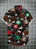 Men'S Street Style Shirt, Chocolate-Themed with Speaker Graffiti Print, Summer Fashion Top