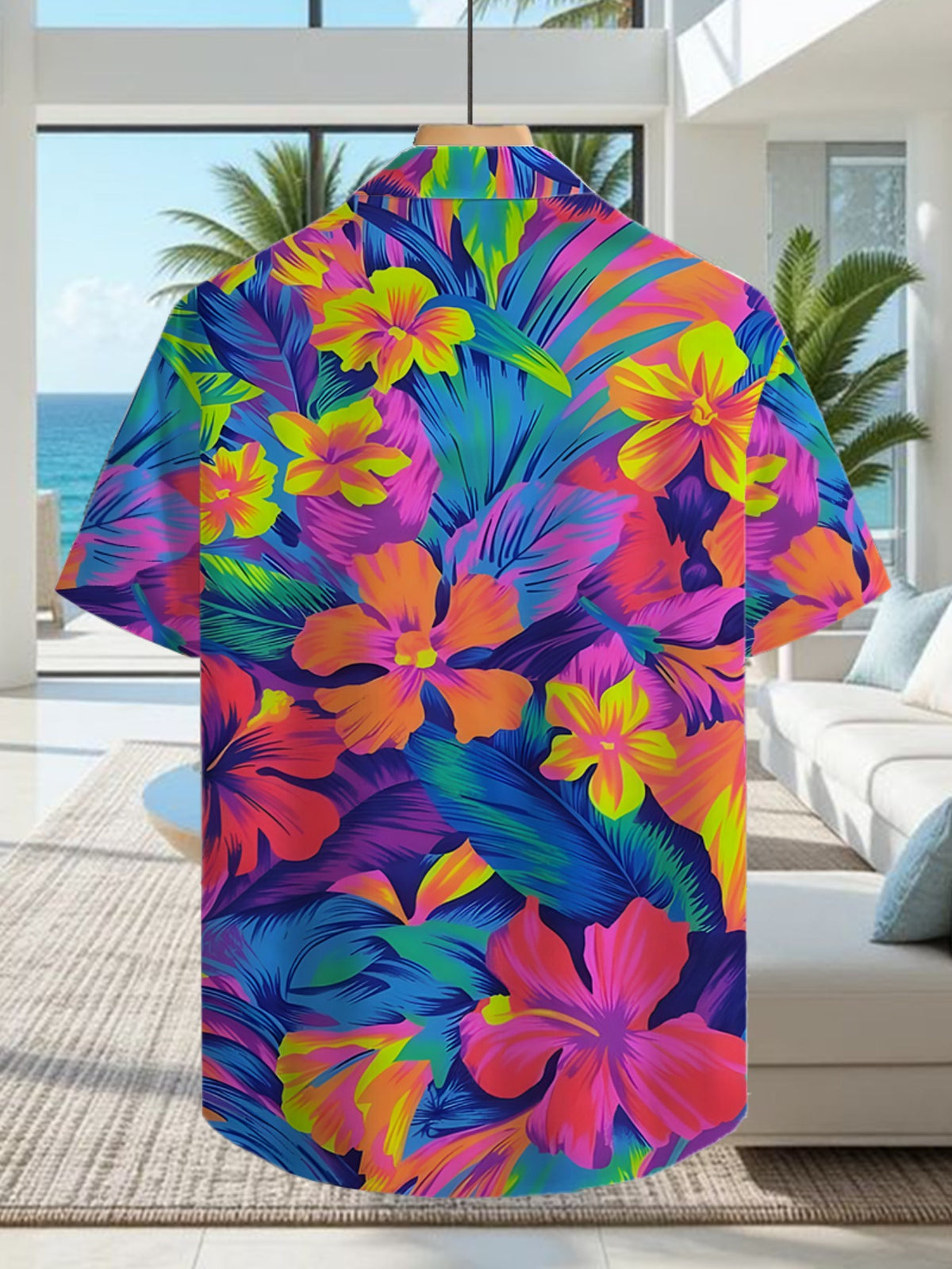 Men's Casual Shirt with Vibrant Floral Print - Short Sleeve Button-Up Design, Summer Outdoor and Casual Wear, Everyday Outfit