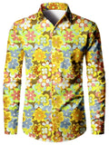 Men's Long Sleeve Shirt Flower Print Shirt
