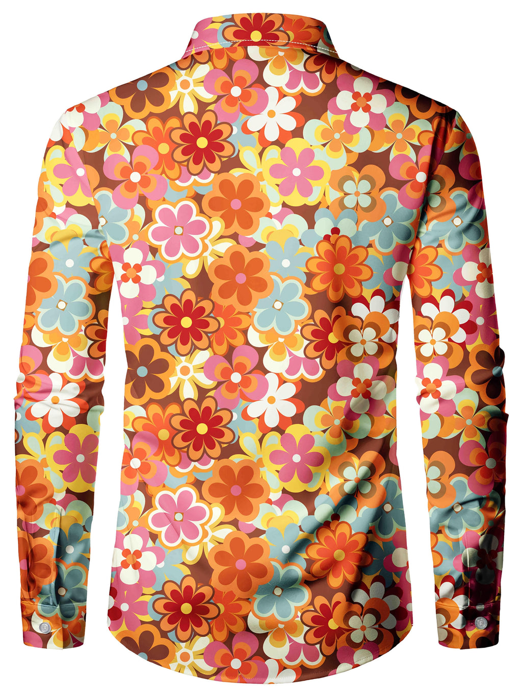 Men's Long Sleeve Shirt Flower Print Shirt