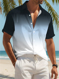 Gradient Color Men'S Casual Shirt Ombre Design Summer Wear
