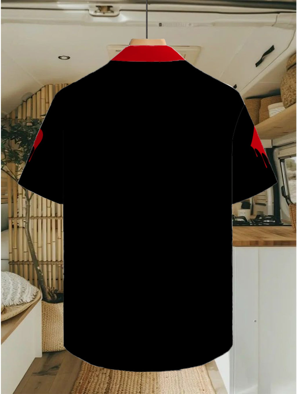Men's Casual Anime Shirt with Hawaiian-Style Playing Card Cartoon Print, Regular Fit with Lapel Collar, Outdoor Travel Apparel