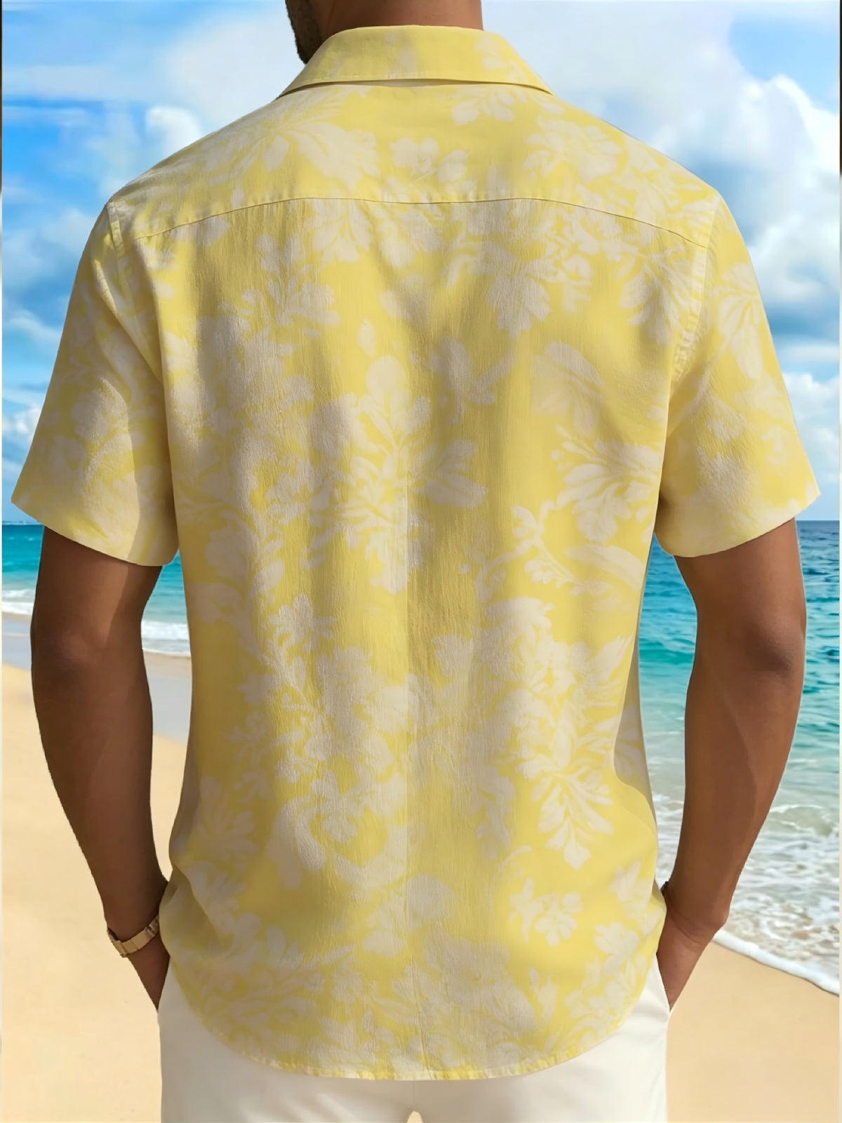 Men's Shirt with Simple Floral Print, Short Sleeves and a Lapel Collar, Cool and Breathable, Suitable for Vacations, Daily Commutes, and Hawaiian Occasions, a Perfect Gift