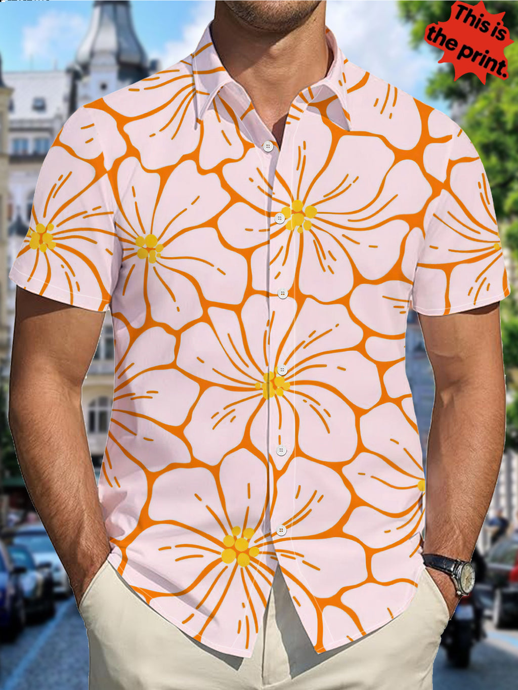 New Summer Men's Short-Sleeve Printed Shirt, Casual Loose Fit, Trendy and Fashionable, Perfect for Vacation, Breathable and Lightweight Fabric Hawaiian Floral Shirt